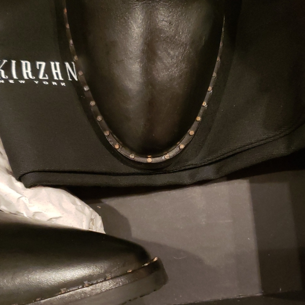 Ivy Kirzhner New BOOTS Luxe TALL Hidden Wedge Stud Leather Shearling BLACK - Picture 13 of 16